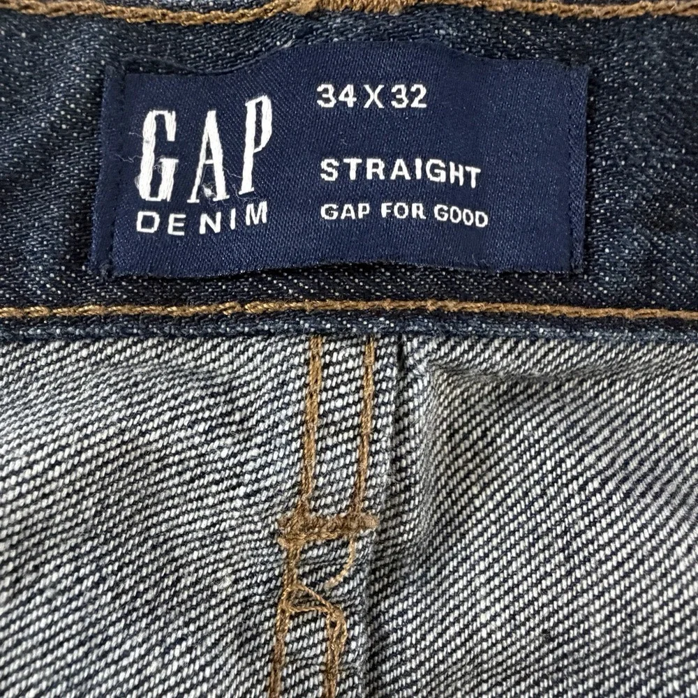 Gap Mens Straight Leg Jeans 34x32 Dark Blue Denim Classic Fit Casual 100% Cotton